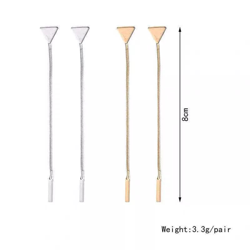 ALong women's tassel earrings with rhombus shape in gold and silver