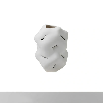 Ceramic flower vase with irregular textured surface, white or black finish, 34cm height