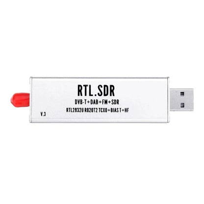 Black metal all-band software receiver A300U with golden SMA connector for 25MHz-1700MHz RF range including aviation ADS-B reception
