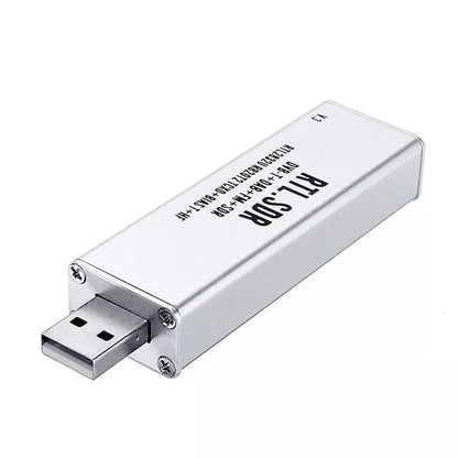 Black metal all-band software receiver A300U with golden SMA connector for 25MHz-1700MHz RF range including aviation ADS-B reception