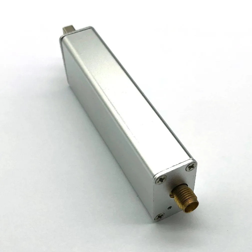 Black metal all-band software receiver A300U with golden SMA connector for 25MHz-1700MHz RF range including aviation ADS-B reception
