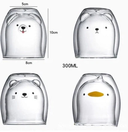 Double layer panda skull wine cup with Christmas tree design inside