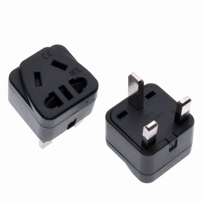 White and black international plug adapter with five output ports for 110-250V devices