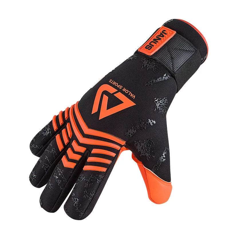 Swordsman Series Goalkeeper Gloves with CONTACT latex palm in orange and black