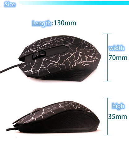 Black wired USB optical mouse, 2400 DPI, 6 buttons, 1.45m cable, 14x7x3.5cm for desktop PC.