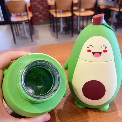 Cute Cartoon Avocado Glass Double Layer Water Cup with 280ML capacity and four fun designs