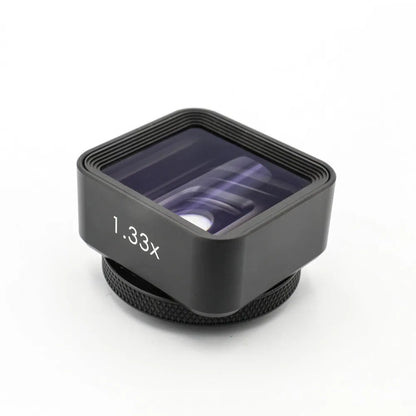 Black SANYK 1.33x anamorphic widescreen lens for mobile phones with 30mm diameter and 17mm thread