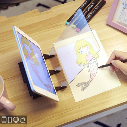 Transparent wooden art copying station with 20.2x13.5cm drawing board for comic art tracing