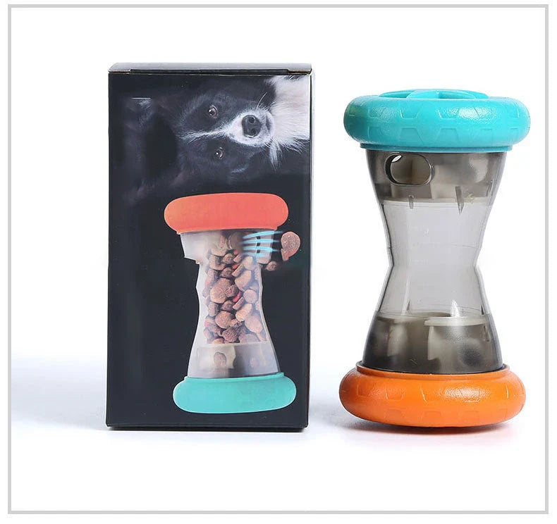 Interactive pet food puzzle toy designed to slow feed dogs and prevent obesity