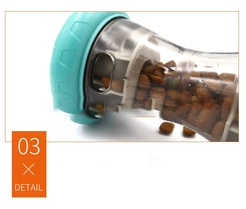 Interactive pet food puzzle toy designed to slow feed dogs and prevent obesity