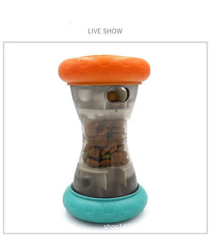 Interactive pet food puzzle toy designed to slow feed dogs and prevent obesity