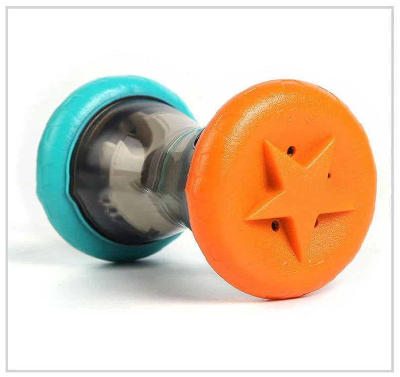 Interactive pet food puzzle toy designed to slow feed dogs and prevent obesity