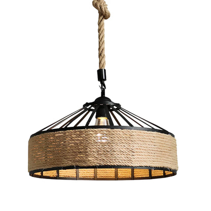 American country hemp rope chandelier with 40cm iron diameter and LED lighting