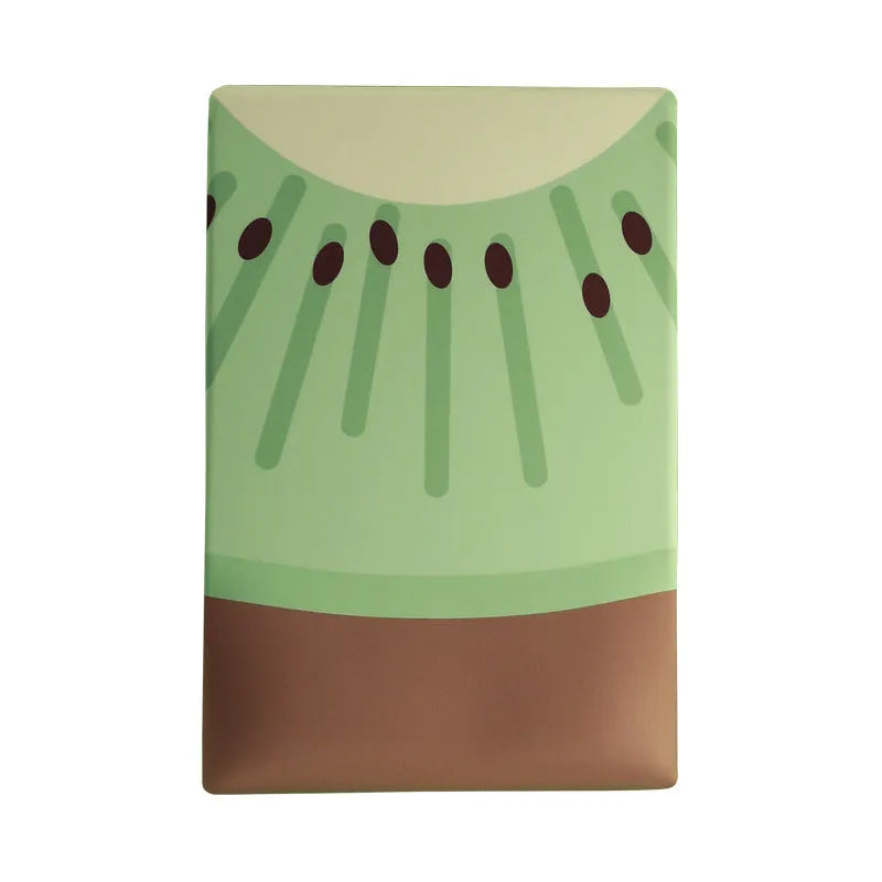 Green kiwi-shaped mouse pad with 20mm thick silicone wrist support on office desk