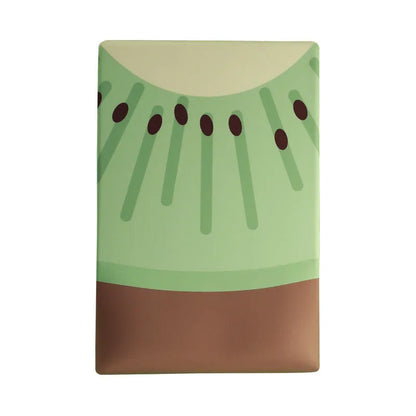 Green kiwi-shaped mouse pad with 20mm thick silicone wrist support on office desk
