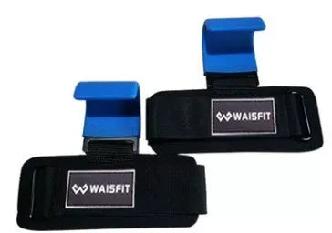 Power-assisted hook belt for fitness workouts in blue, red, yellow, and black
