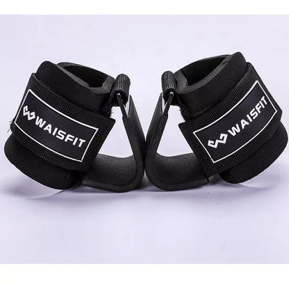 Power-assisted hook belt for fitness workouts in blue, red, yellow, and black