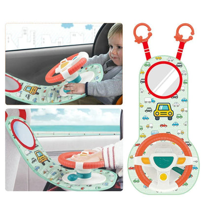 Interactive musical steering wheel toy with lights, sounds, and adjustable height for babies and toddlers