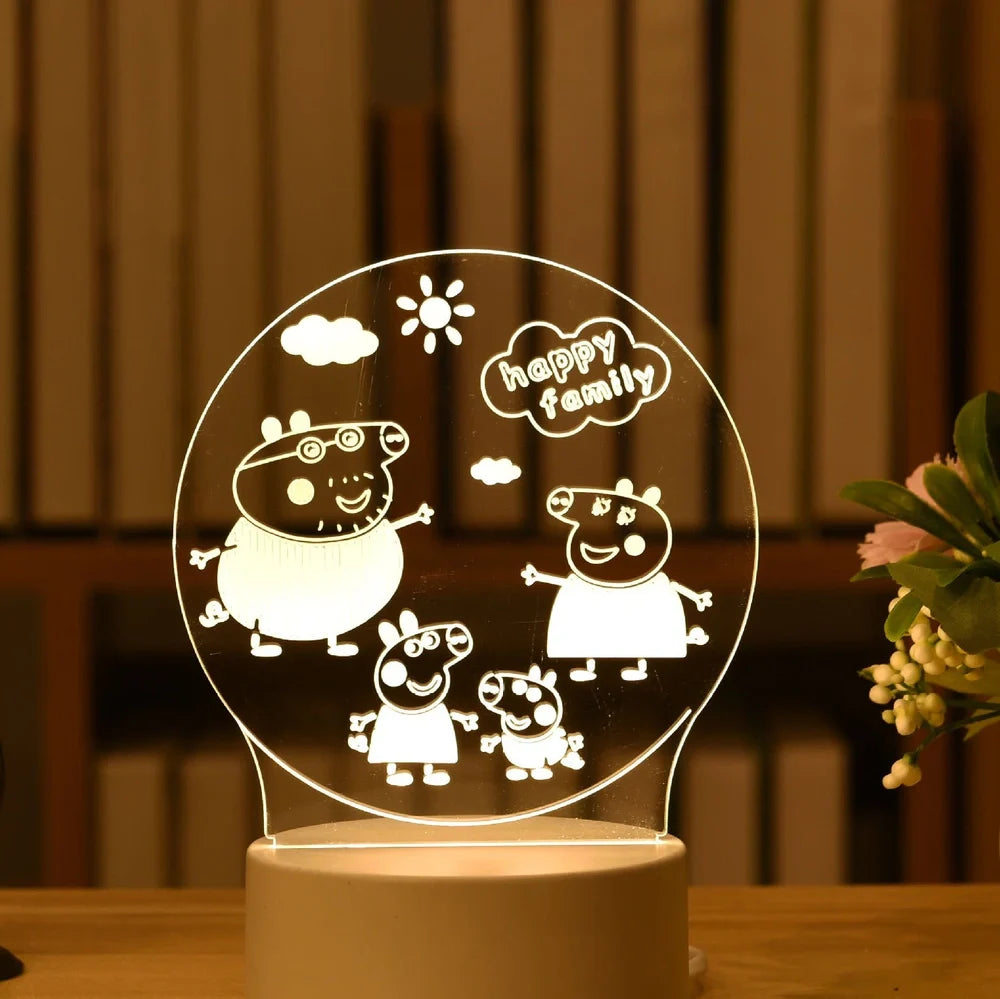 Cartoon 3D night light with touch control measuring 210mm by 110mm