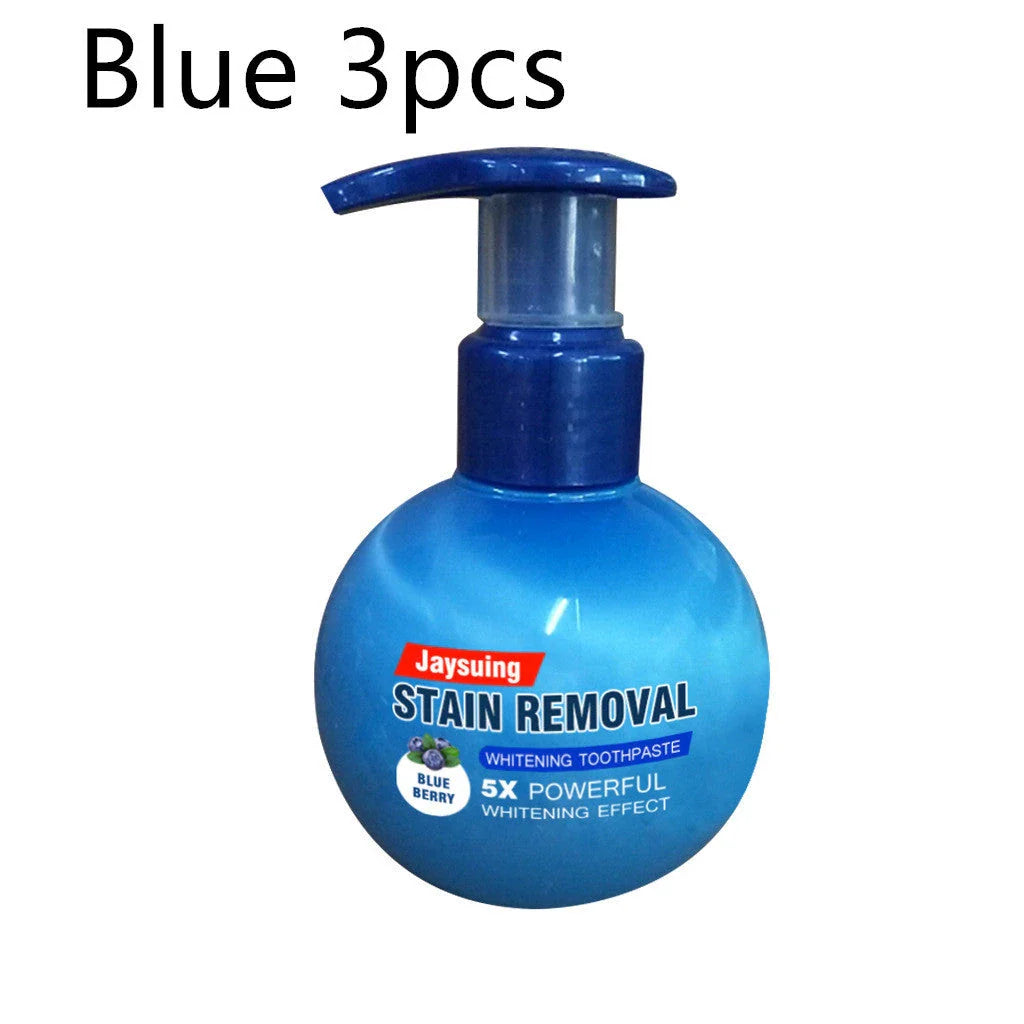 Whitening blueberry toothpaste in a variety of color and pack options, featuring baking soda and natural ingredients for a clean, fresh smile.