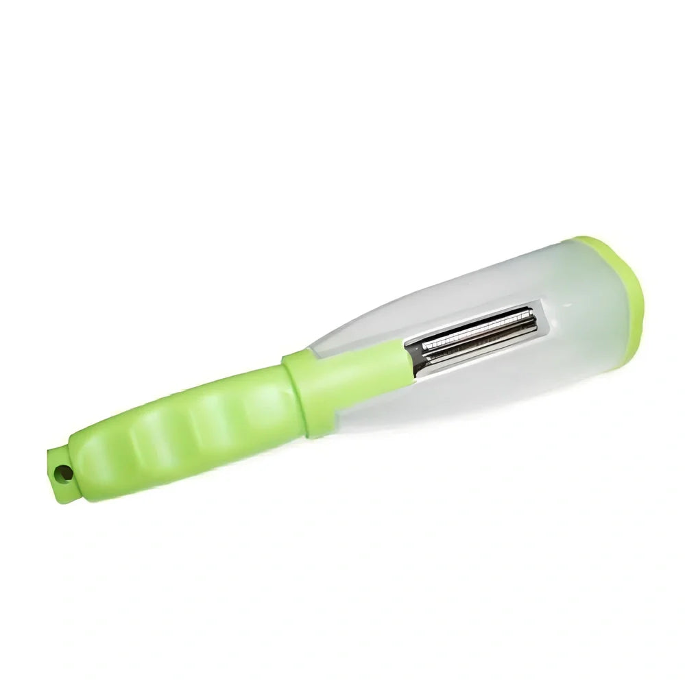 Grass green vegetable peeling knife with 20cm stainless steel blade and storage compartment
