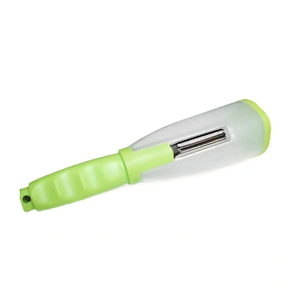 Grass green vegetable peeling knife with 20cm stainless steel blade and storage compartment