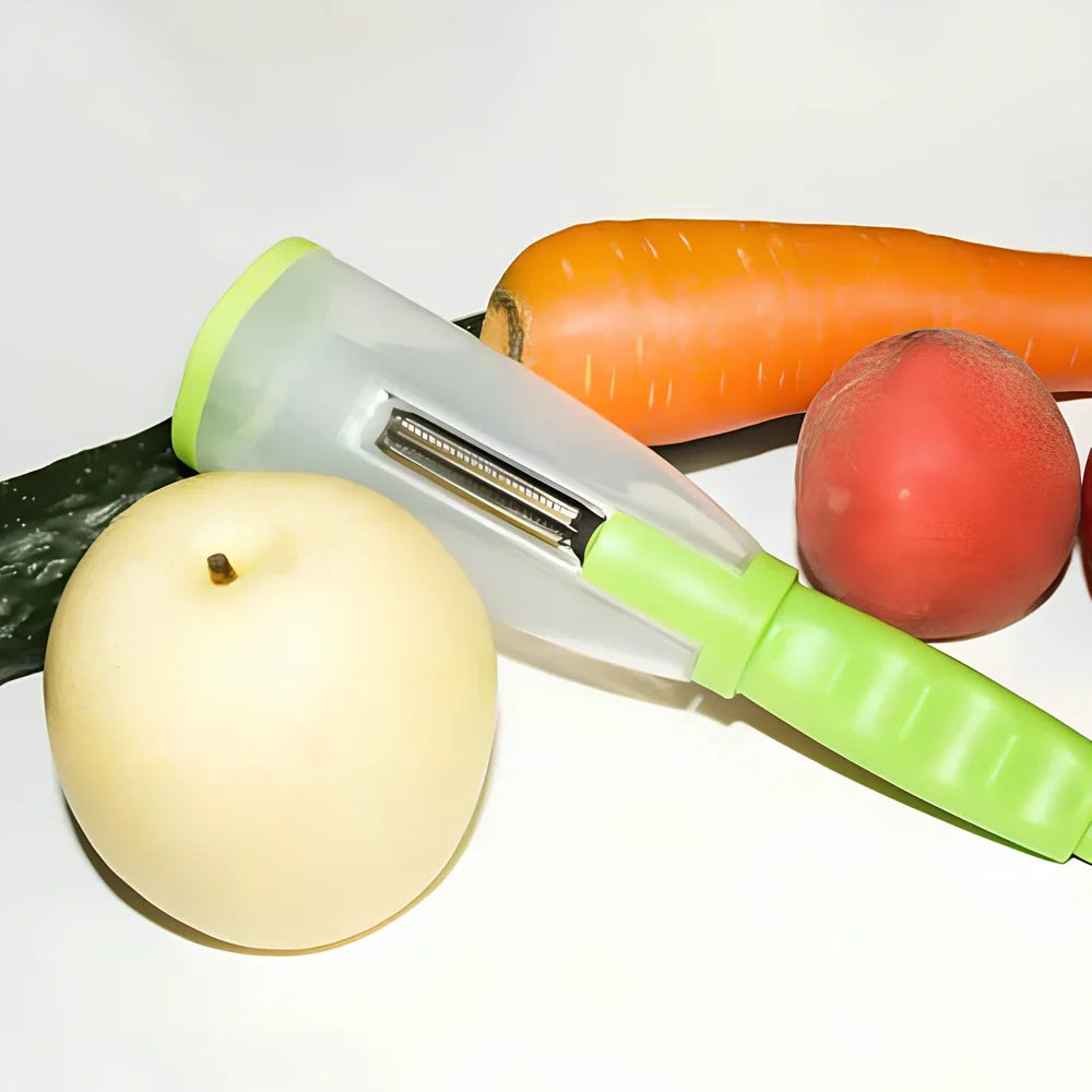 Grass green vegetable peeling knife with 20cm stainless steel blade and storage compartment