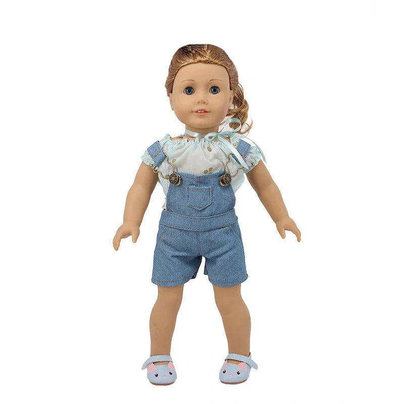 18-inch American doll clothes in pink and green, high-quality fabric for durable play and display