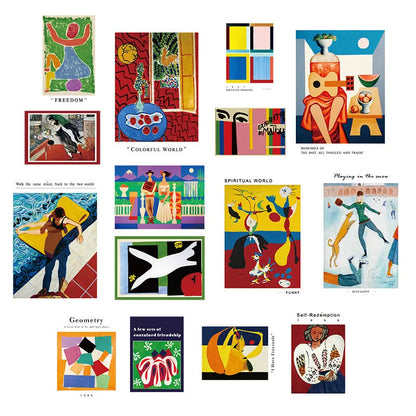 Nordic literary style wall mural showing six colour options for bedroom decoration