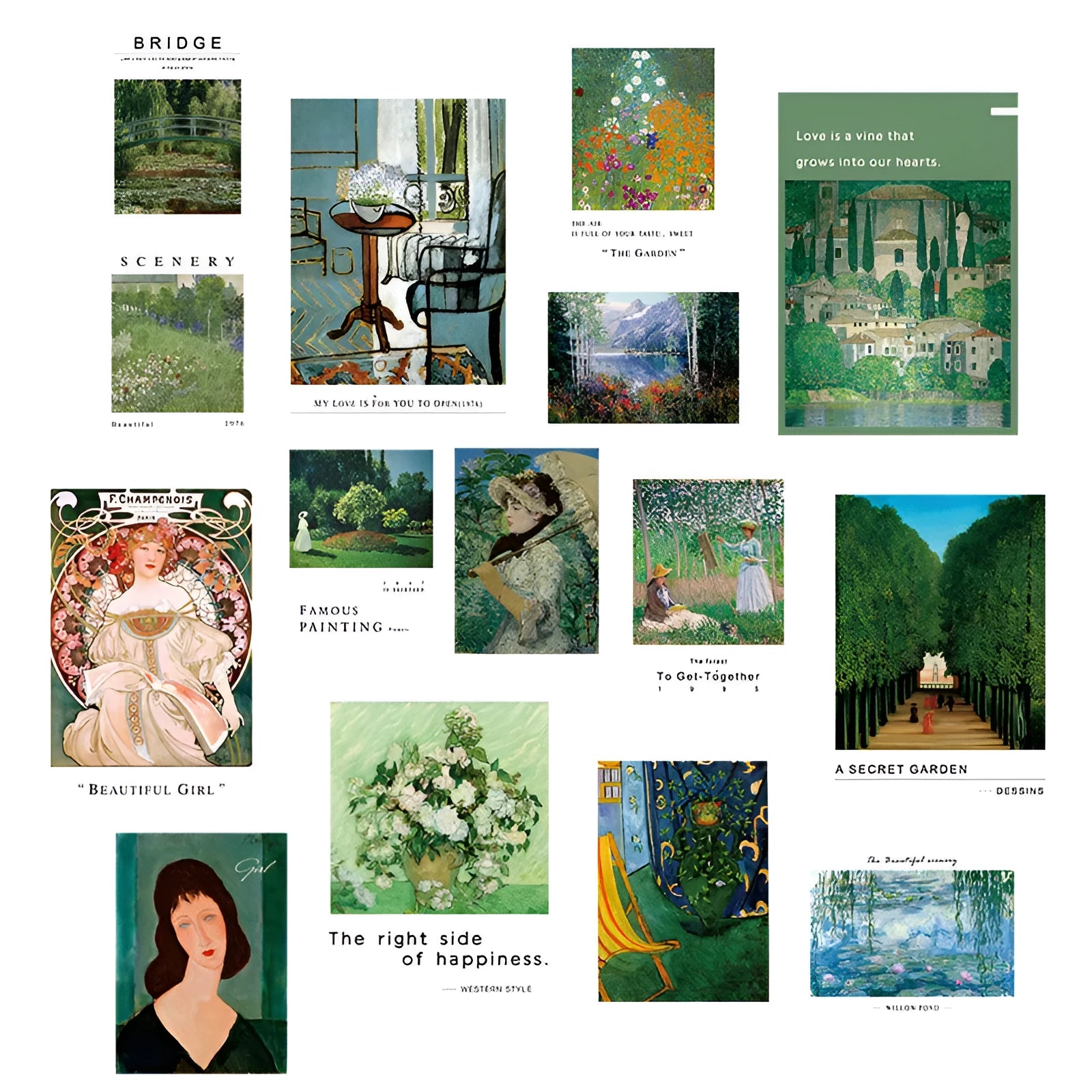 Nordic literary style wall mural showing six colour options for bedroom decoration