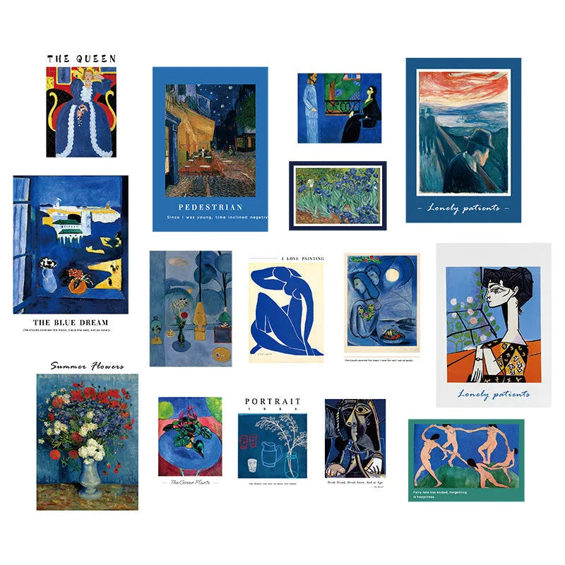 Nordic literary style wall mural showing six colour options for bedroom decoration