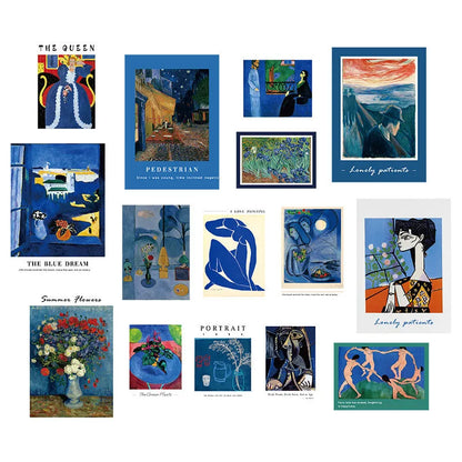 Nordic literary style wall mural showing six colour options for bedroom decoration