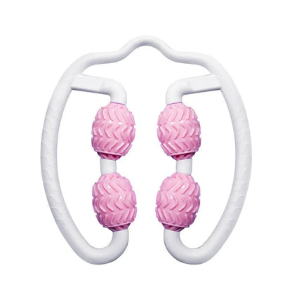 Purple annular leg massage roller with 12 cm diameter silicone construction for muscle recovery