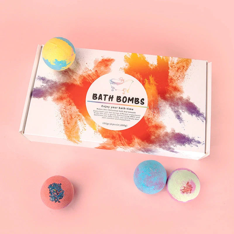 14-piece fragrant bath bombs gift box with shea butter and essential minerals for a spa-like bath experience