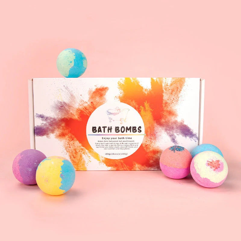 14-piece fragrant bath bombs gift box with shea butter and essential minerals for a spa-like bath experience