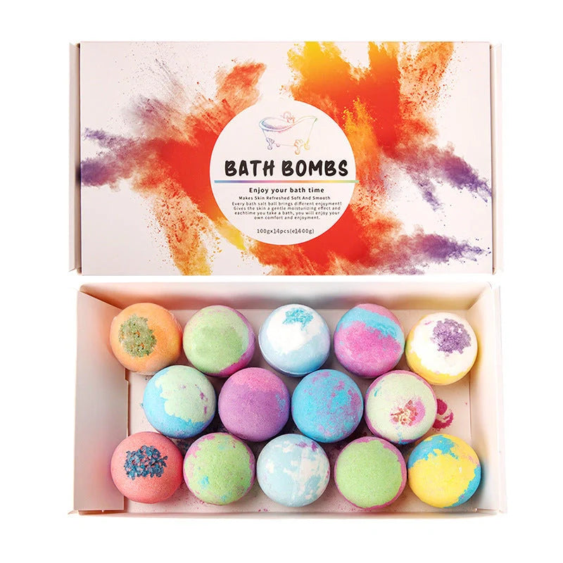 14-piece fragrant bath bombs gift box with shea butter and essential minerals for a spa-like bath experience