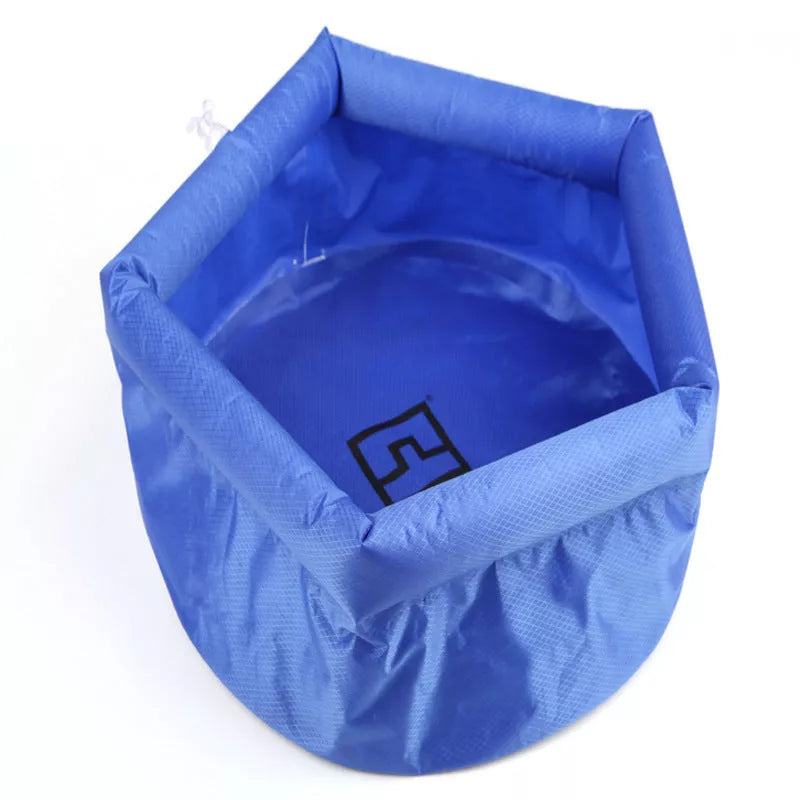 Compact folding washbasin bucket for camping, blue and green options available