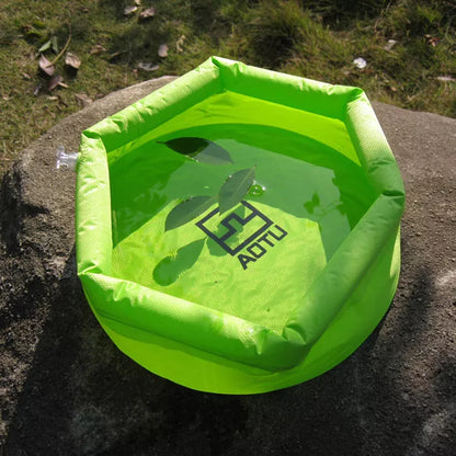 Compact folding washbasin bucket for camping, blue and green options available