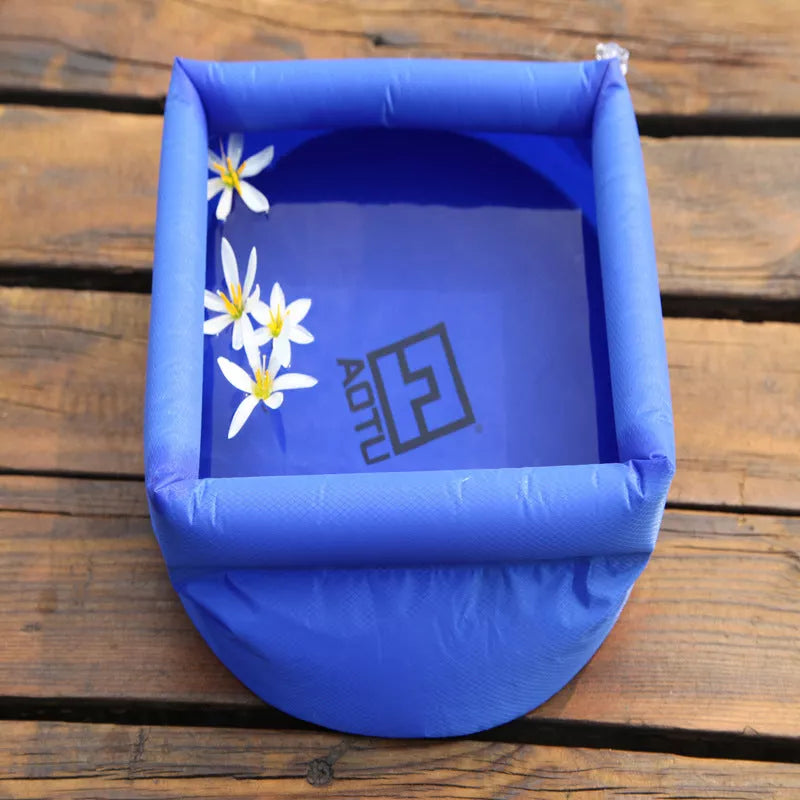 Compact folding washbasin bucket for camping, blue and green options available
