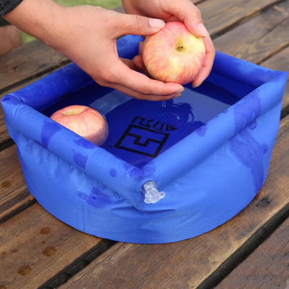Compact folding washbasin bucket for camping, blue and green options available