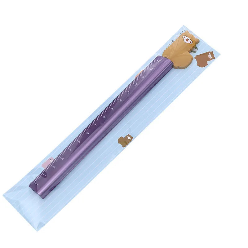 Aluminum ruler with straight edge measuring tool in random colour design, providing a lightweight and durable metal ruler for office, school, or technical drawing with clear centimetre and millimetre markings on a 30 cm scale