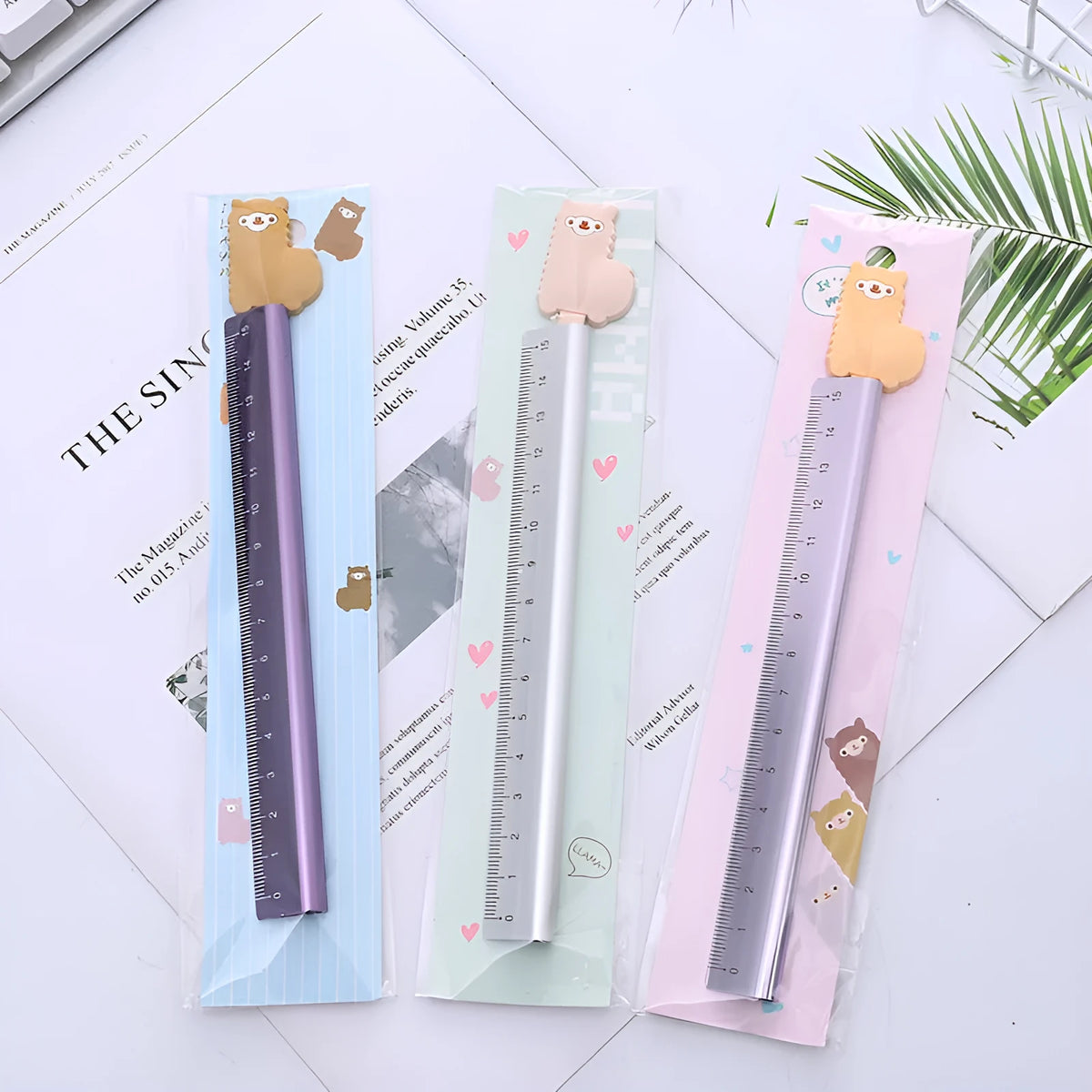 30 centimetre silver aluminum ruler with black measurement markings on a white background