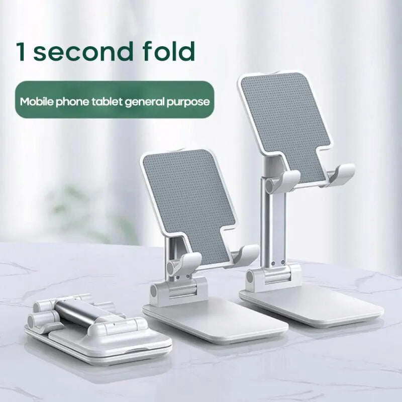 Universal Dual-Rod Adjustable Lazy Bracket For Phablet Phones, Desktop Phone Holder Bracket with Two Extendable Arms in Black or White, Compatible with Most Phone Brands and Models