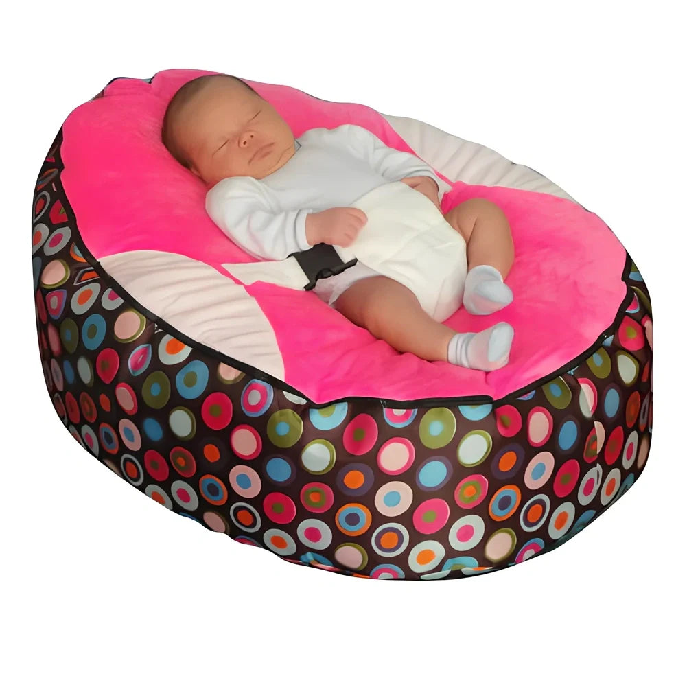 Red baby bean bag chair 75x55x35cm with foam filling for bedroom naps and lounging, fabric cover in multiple colours