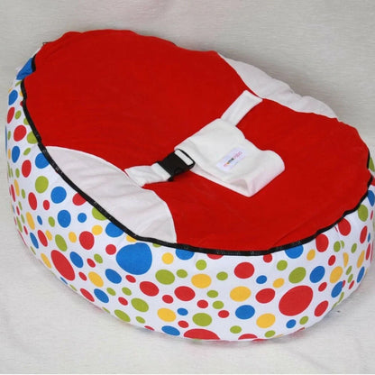 Red baby bean bag chair 75x55x35cm with foam filling for bedroom naps and lounging, fabric cover in multiple colours