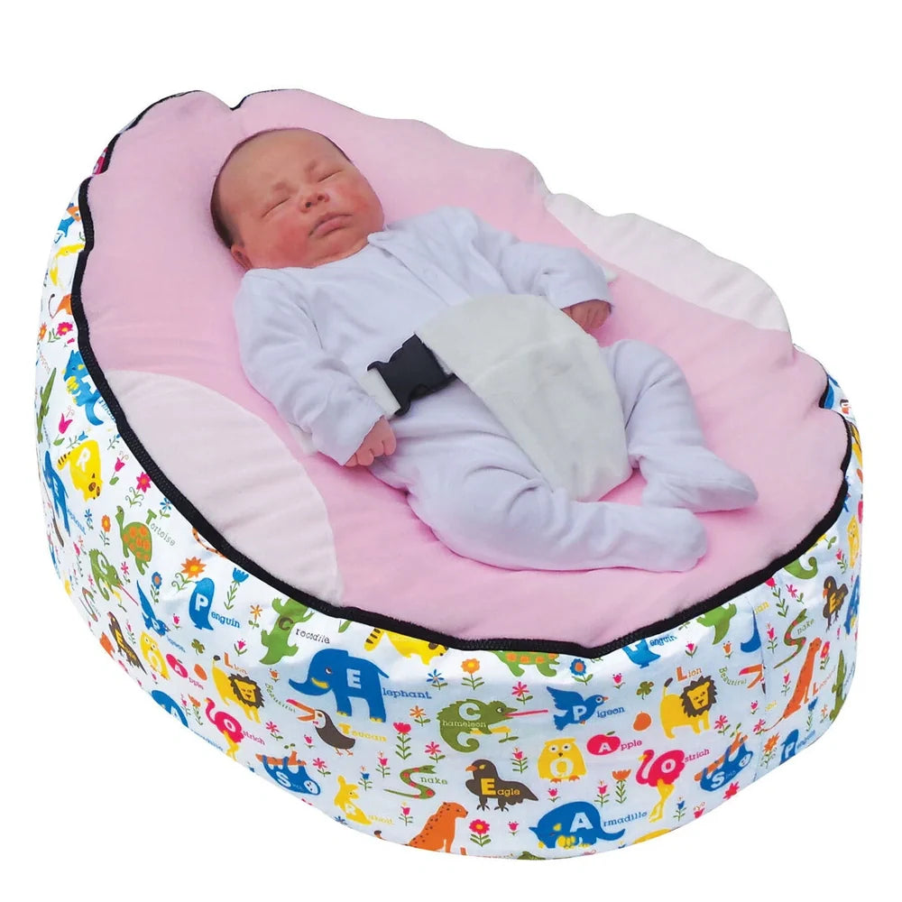 Red baby bean bag chair 75x55x35cm with foam filling for bedroom naps and lounging, fabric cover in multiple colours