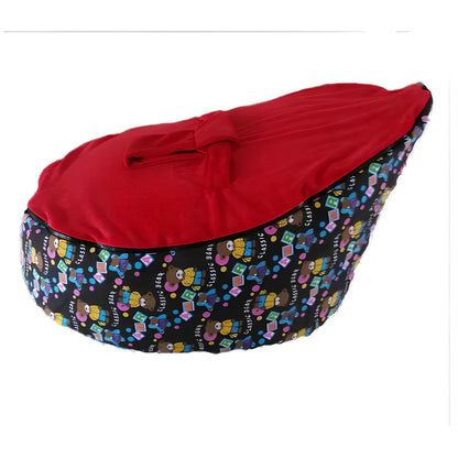 Red baby bean bag chair 75x55x35cm with foam filling for bedroom naps and lounging, fabric cover in multiple colours