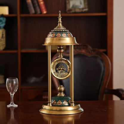 Rectangular Nordic-style pendulum clock with metal case and dual analogue and digital displays.