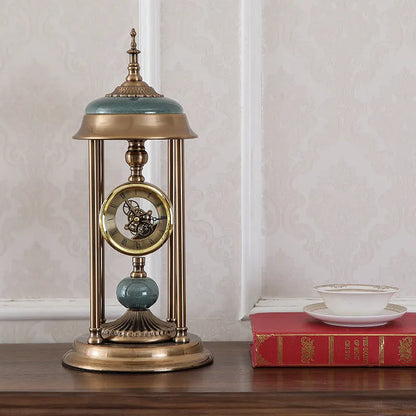 Rectangular Nordic-style pendulum clock with metal case and dual analogue and digital displays.