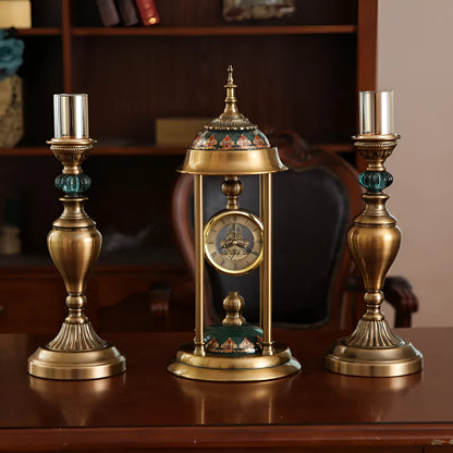 Rectangular Nordic-style pendulum clock with metal case and dual analogue and digital displays.